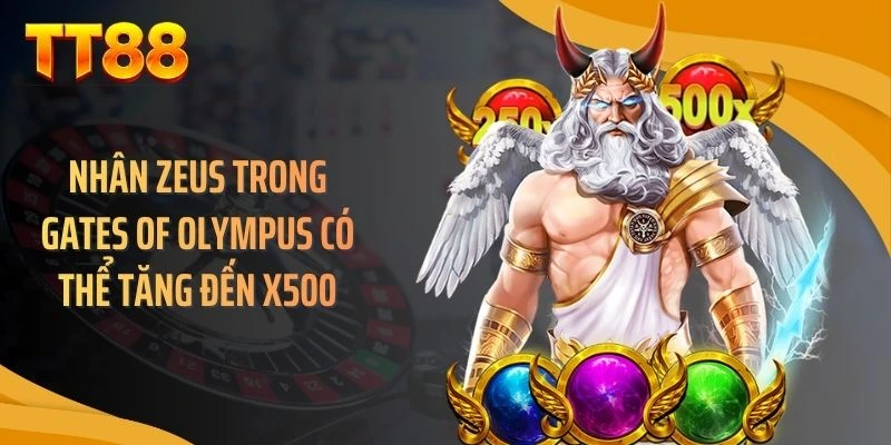 Nhân Zeus trong Gates of Olympus có thể tăng đến x500